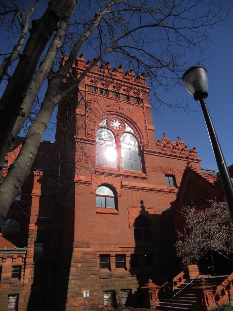 Fisher Fine Arts Library, exterior with glare